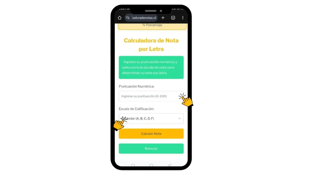 Paso 2: Ingresa tu Nota y Selecciona la Escala