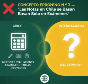 Concepto Erróneo N.º 3 — “Las Notas en Chile se Basan Solo en Exámenes”