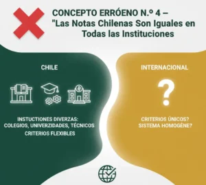 Concepto Erróneo N.º 4 — “Las Notas Chilenas Son Iguales en Todas las Instituciones”