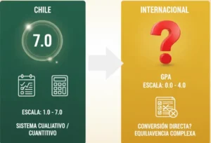 Las notas chilenas pueden convertirse directamente a un GPA