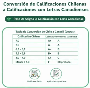 Paso 2 Asigna la Calificación con Letra Canadiense