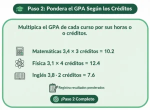 Paso 2: Pondera el GPA Según los Créditos