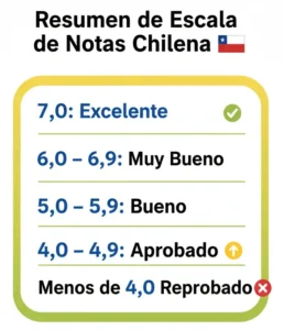 Resumen de la Escala de Notas Chilena