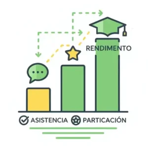 Relación Estadística entre Asistencia, Participación y Rendimiento