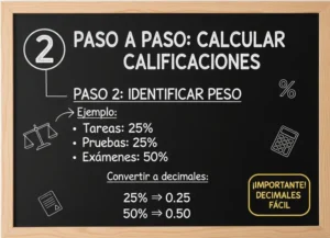 Paso 2 Identificar el Peso de Cada Calificación
