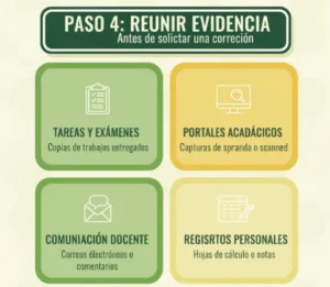 Paso 4 Reunir evidencia antes de solicitar una corrección