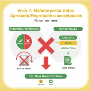 Error 7 Malinterpretar notas de AprobadoReprobado o conceptuales