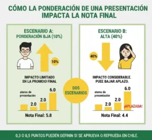 Cómo la Ponderación de una Presentación Impacta la Nota Final