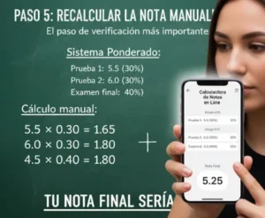 Debes verificar Recalcular la Nota Manualmente