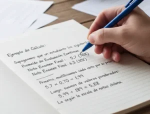 Fórmula de Cálculo de Nota por Asignatura Ejemplo de Cálculo