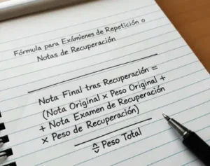 Fórmula para Exámenes de Repetición o Notas de Recuperación
