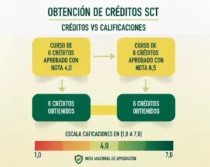 Los créditos SCT se obtienen únicamente cuando se aprueba la asignatura.
