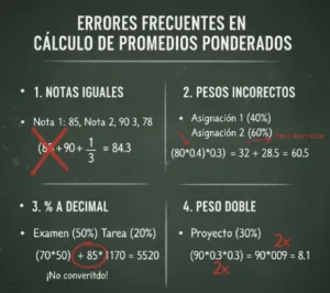 Los errores más frecuentes incluyen