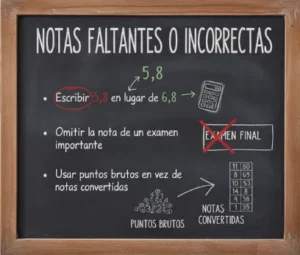 Notas Faltantes o Incorrectas