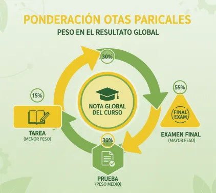 Ponderación de las notas parciales en el resultado global