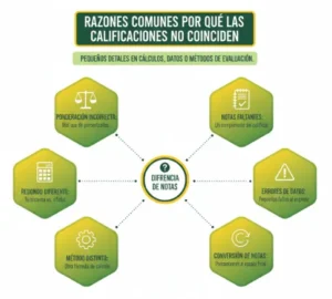 Razones comunes por las que las calificaciones no coinciden