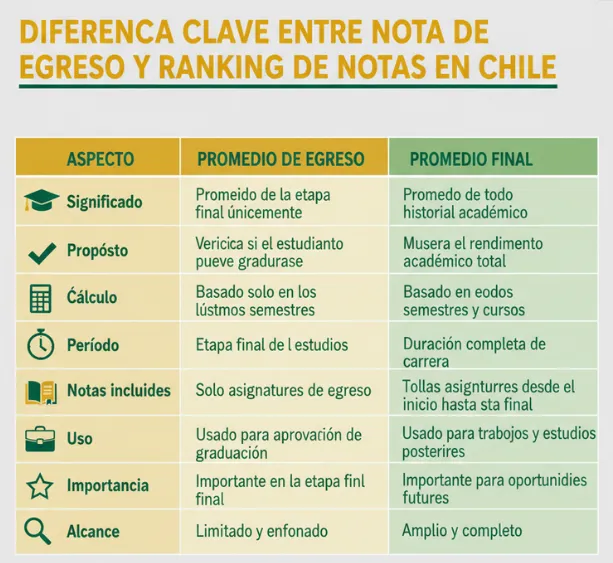Diferencia clave entre la nota final y el ranking de notas en Chile