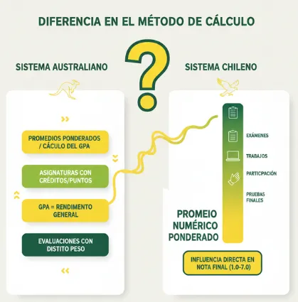 Diferencia en el método de cálculo Australia vs. Chile