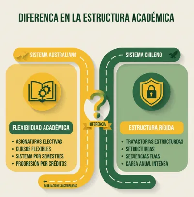 Diferencia en la estructura académica Australia vs. Chile