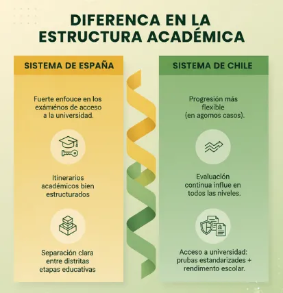 Diferencia en la estructura académica España vs Chile
