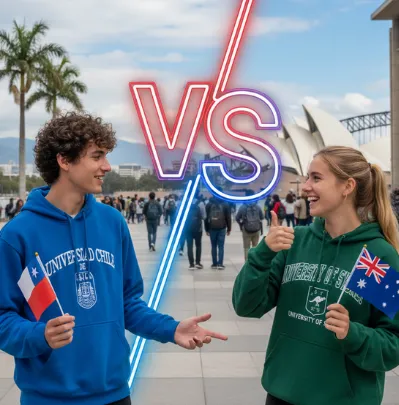 Diferencia en la representación de las calificaciones Australia vs. Chile