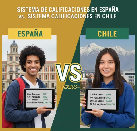 Diferencia en la representación de las calificaciones España vs Chile
