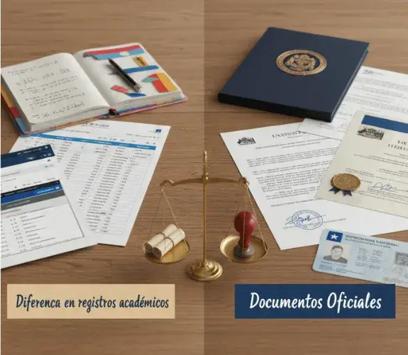 Diferencia en registros académicos y documentos oficiales