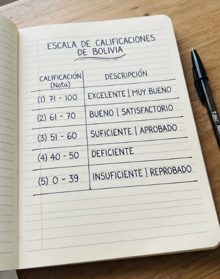 Escala de calificaciones de Bolivia