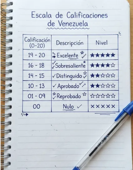 Escala de calificaciones de Venezuela