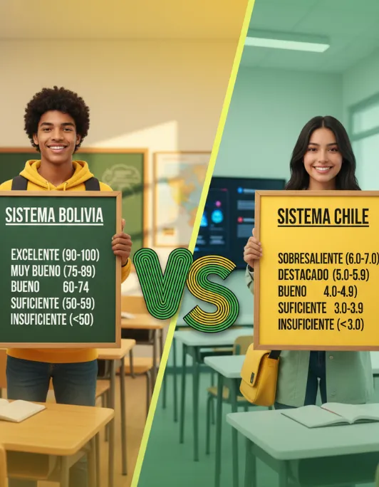 Interpretación del rendimiento académico bolivia vs chile