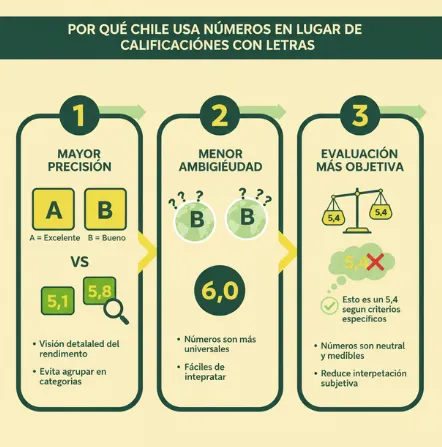 Por qué Chile usa números en lugar de calificaciones con letras