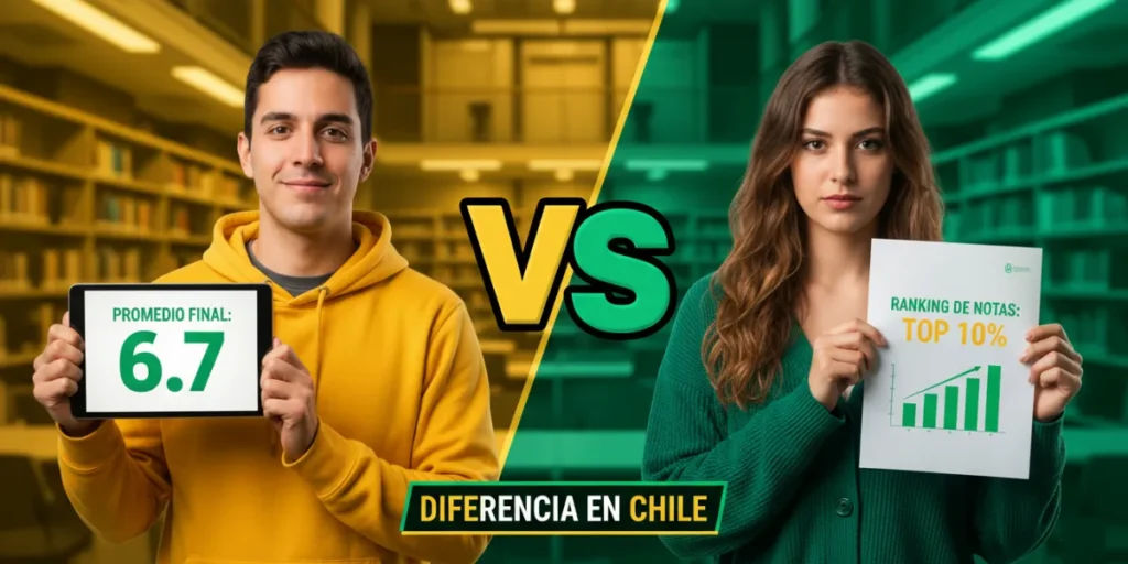 Promedio final vs. ranking de notas diferencia en Chile