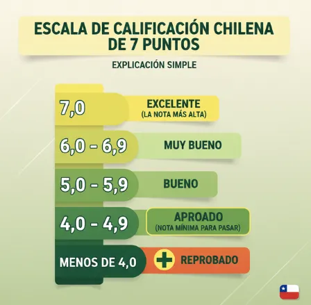 Resumen de la escala de calificación chilena de 7 puntos