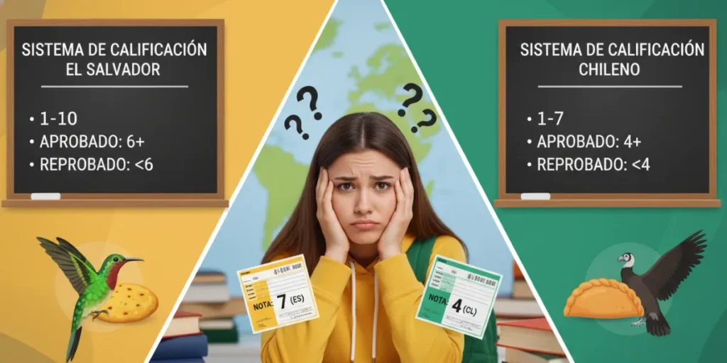 Sistema de calificación de El Salvador vs sistema de calificación chileno