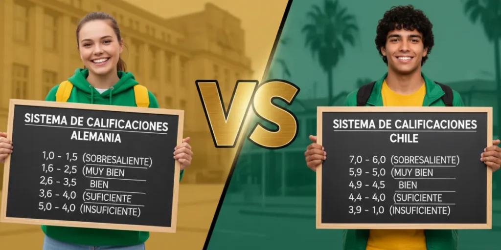 Sistema de calificaciones de Alemania vs sistema de calificaciones de Chile