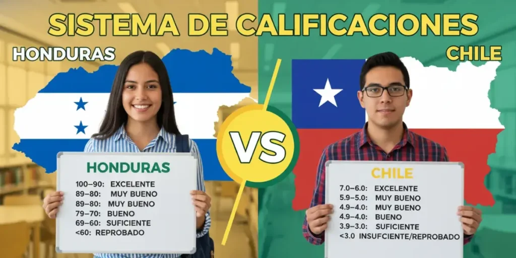 Sistema de calificaciones de Honduras vs. sistema de calificaciones de Chile