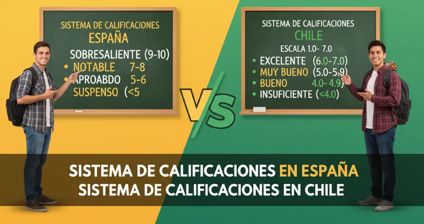 Sistema de calificaciones en España vs sistema de calificaciones en Chile