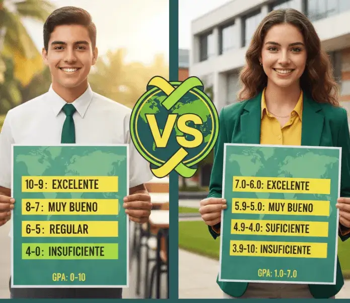 Sistema de notas de El Salvador vs. sistema de notas de Chile