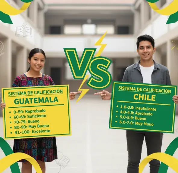 Sistema de notas en Guatemala vs. Chile