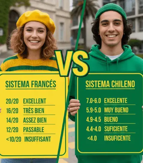 Sistema de notas francés vs sistema de notas chileno