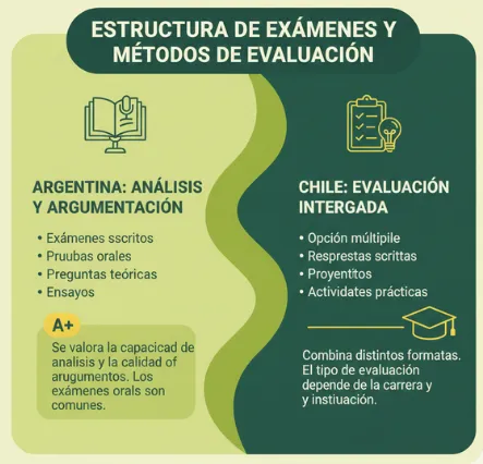 estructura de los exámenes y métodos de evaluación argentino vs chileno