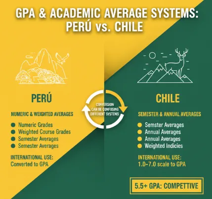 sistemas de GPA y promedio académico peru vs chile
