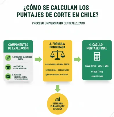 ¿Cómo se calculan los puntajes de corte en Chile?
