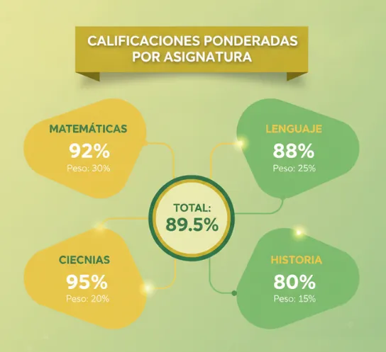 Calificaciones ponderadas por asignatura