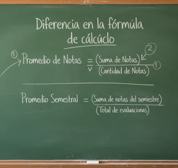Diferencia en la fórmula de cálculo promedio de notas vs. promedio semestral