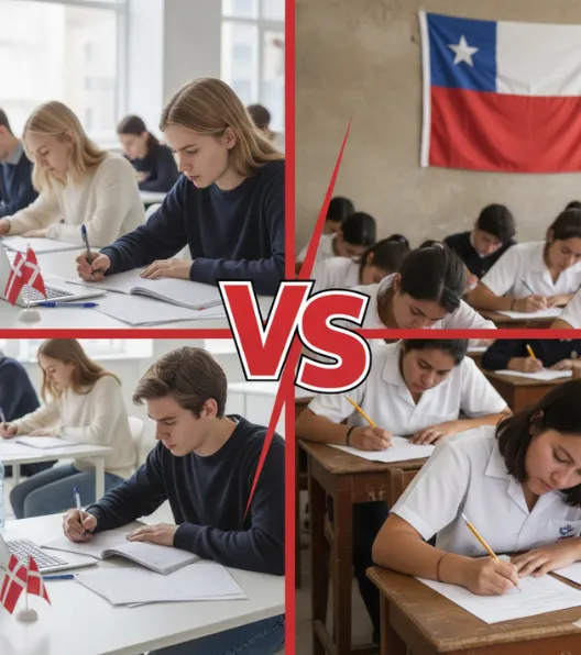 Ponderación de exámenes y trabajos Dinamarca vs Chile