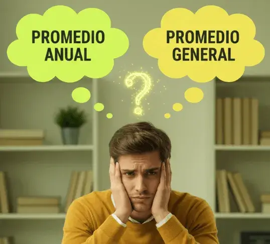 Principal diferencia entre el promedio anual y el promedio general