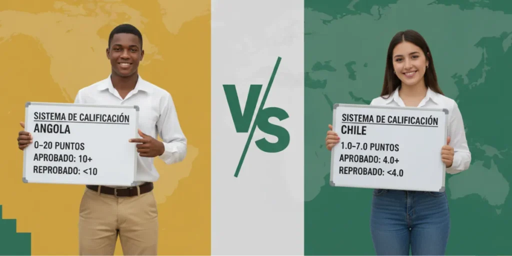 Sistema de calificación de Angola vs. sistema de calificación de Chile