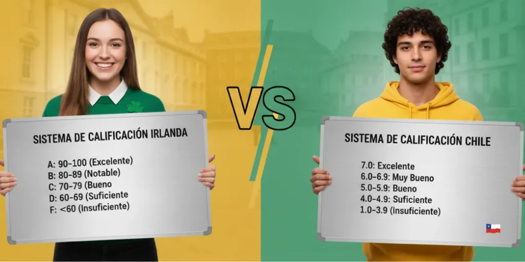 Sistema de calificación de Irlanda vs sistema de calificación de Chile