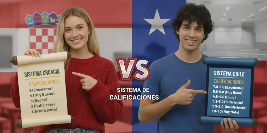 Sistema de calificaciones de Croacia vs. sistema de calificaciones de Chile